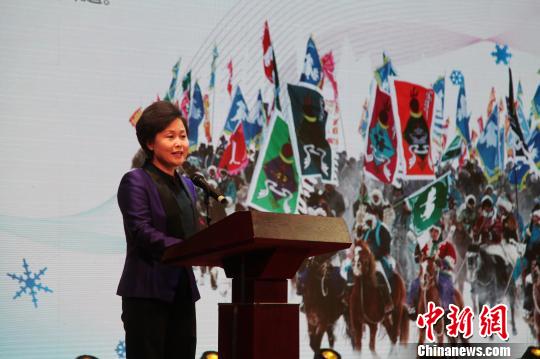 圖為呼倫貝爾市長姜宏在發布會上致辭。　張瑋 攝